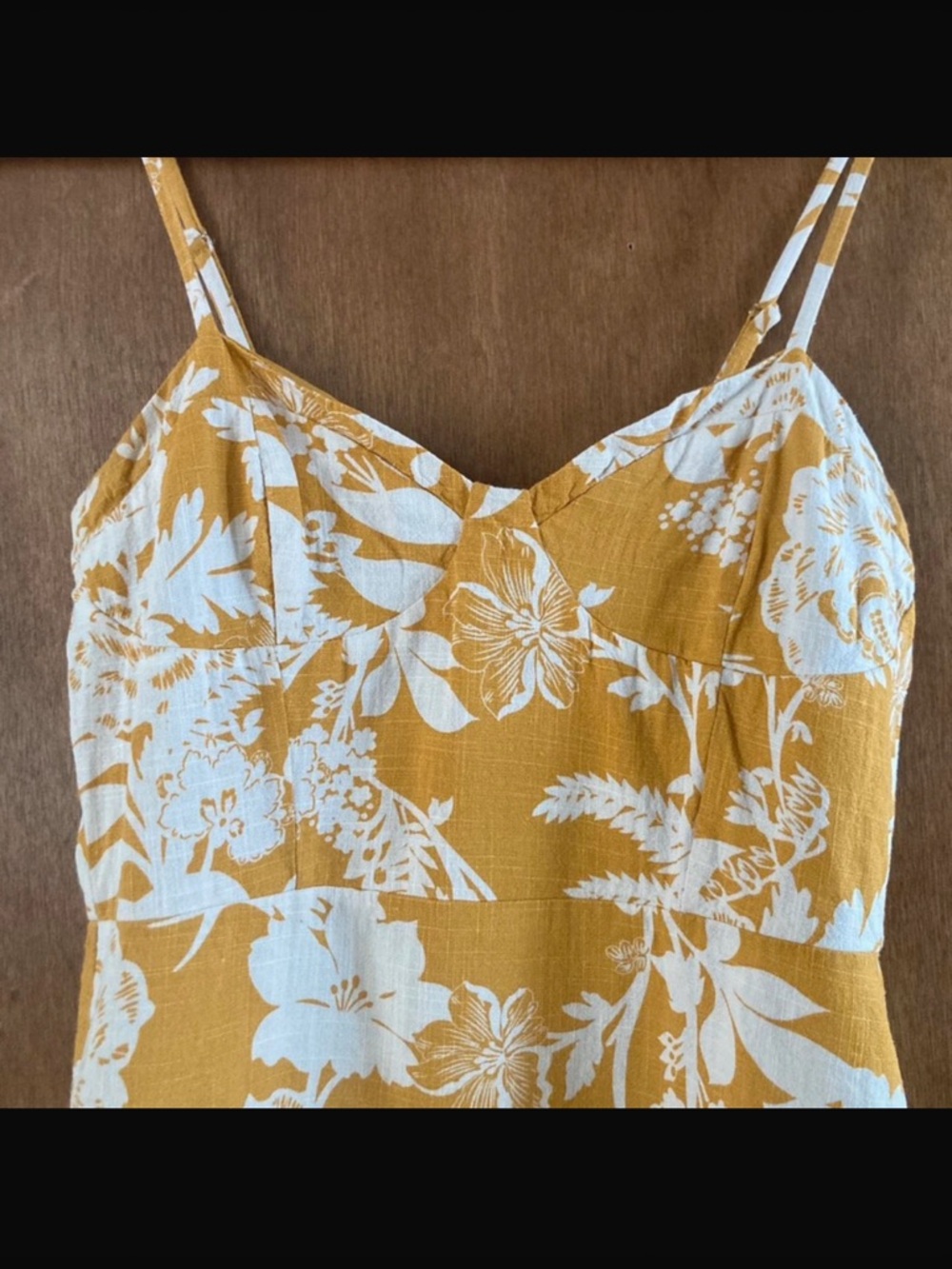 Linen Floral Ruffle Hem Summer Dress S - Picture 5 of 6